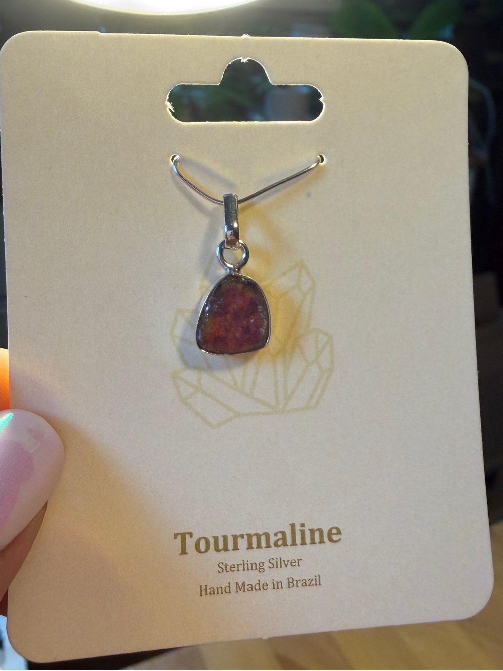 Tourmaline Sterling Silver Pendant - watermelon tourmaline